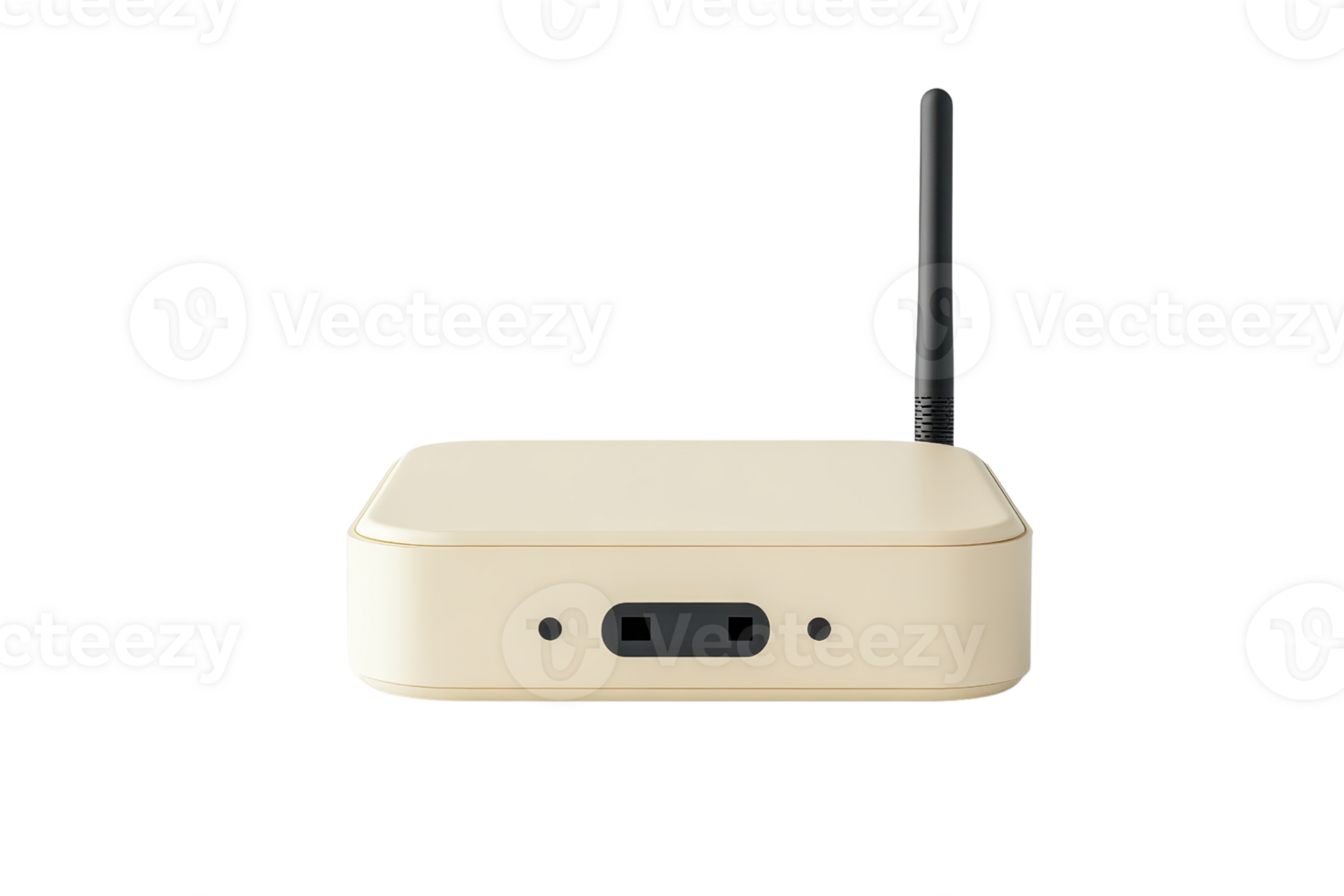Compact wireless communication device with antennas, front view. Ideal for technology and network connection concepts. png