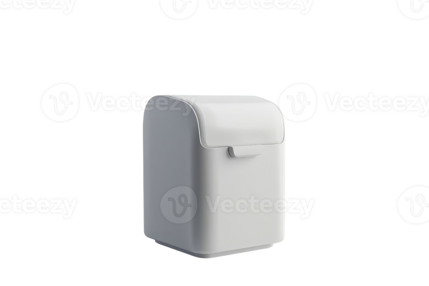 Compact white plastic container, perfect for organizing small items or storage solutions, isolated on a transparent background. png