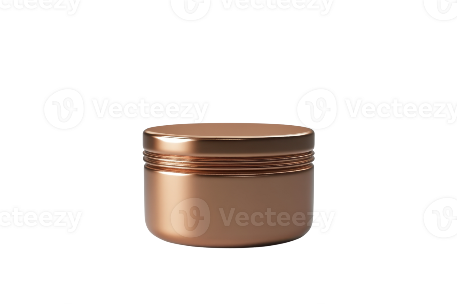 A sleek, empty, copper-colored metal container jar with a screw-on lid, perfect for cosmetics or storage purposes, isolated on a transparent background. png