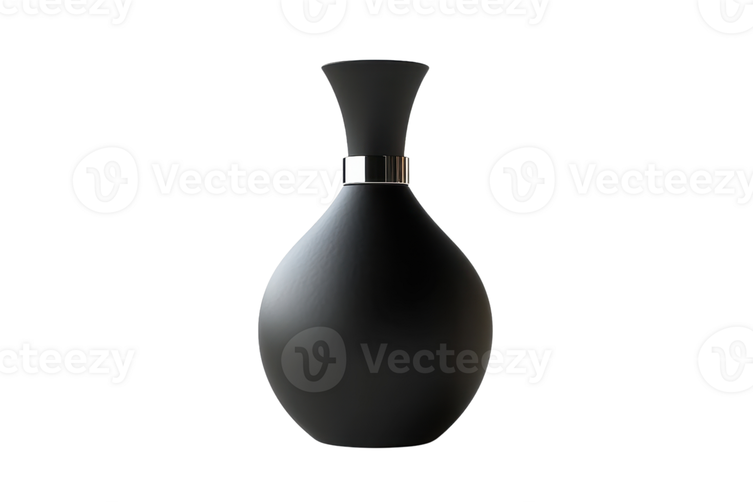 Elegant black matte vase with a minimalist design and sleek contours, perfect for modern home decor or as a stylish centerpiece. png
