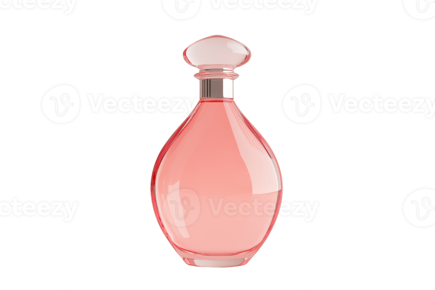 Elegant pink perfume bottle with translucent liquid, isolated on a transparent background. Perfect for beauty and fashion illustrations. png