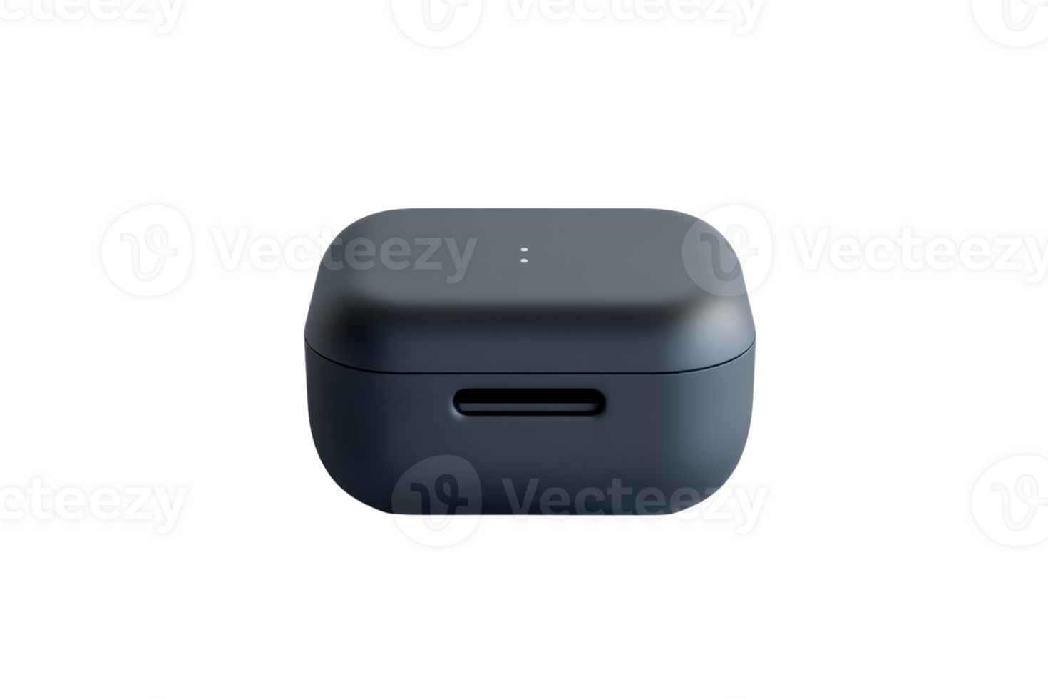 Sleek black wireless earbud charging case. Portable, compact with modern design, perfect for on-the-go use. Ideal for tech and audio lovers. png
