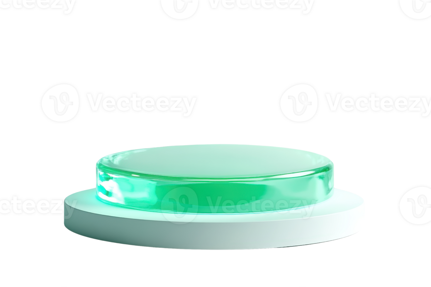 Minimalist green pedestal on white base, isolated on transparent background. Ideal for product display, branding, and advertising materials. png