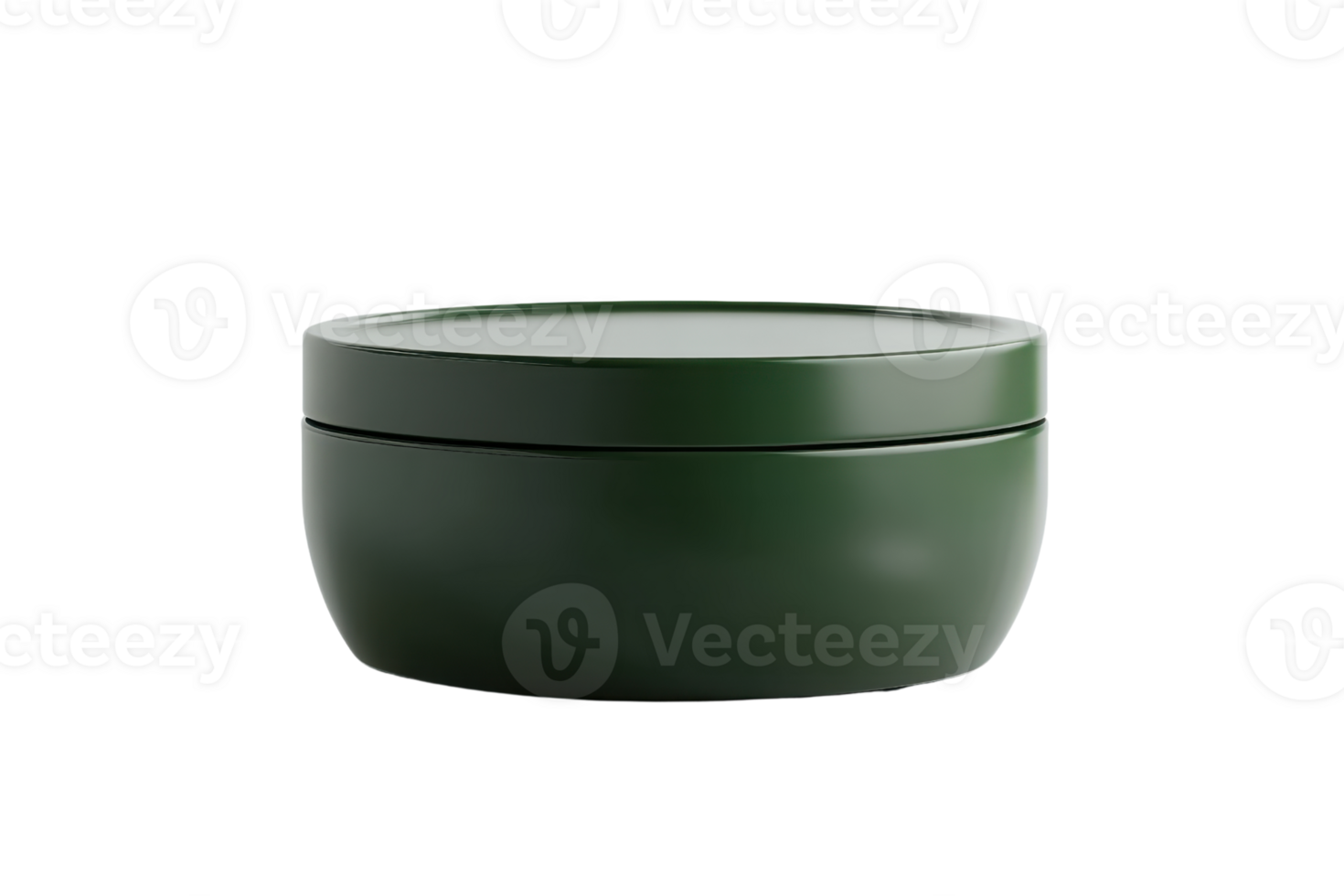 Minimalistic dark green matte container with a lid, perfect for storing beauty products or cosmetics. Elegant and modern design. png