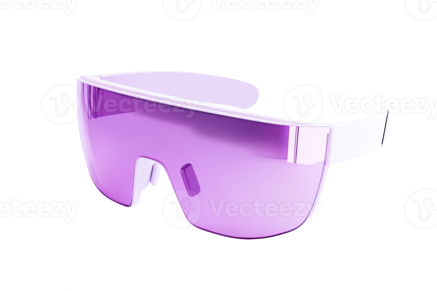 Futuristic purple visor sunglasses with a modern design, epitomizing a fashionable and bold accessory perfect for a trendy, standout look. png