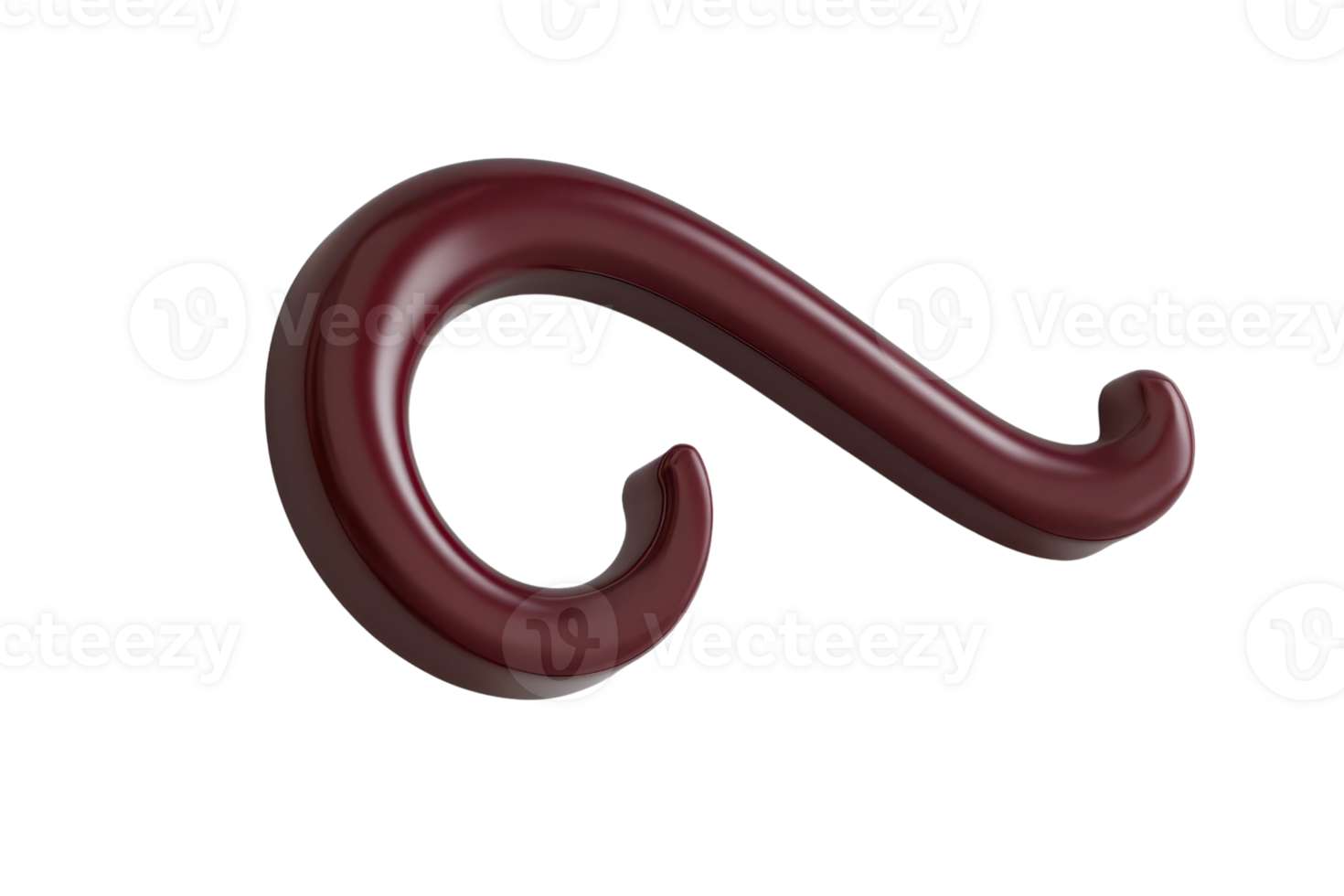 Elegant 3D burgundy swirl shape on a transparent background, perfect for design and decoration projects. png