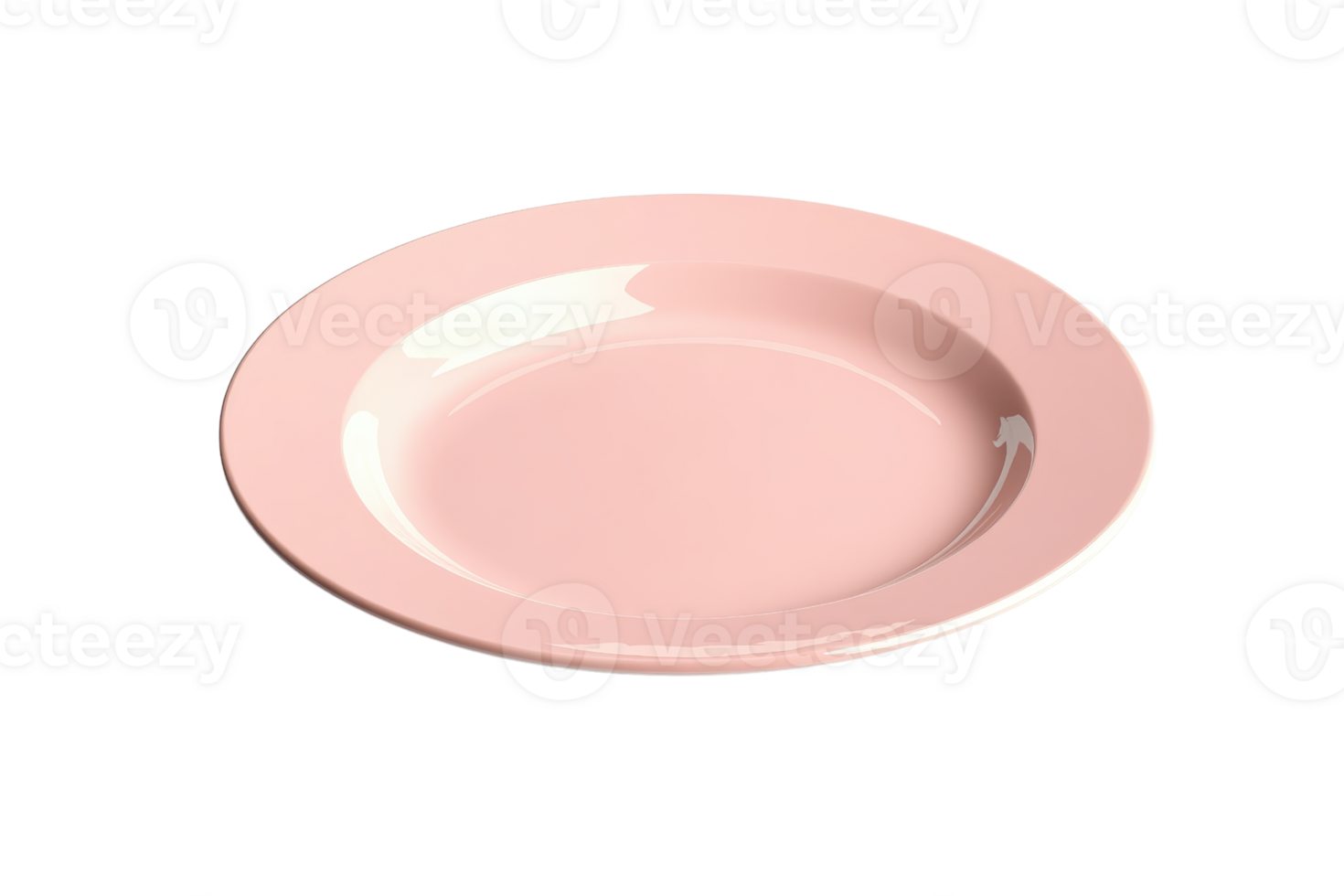 Elegant pink porcelain plate on transparent background. Perfect for dining table settings, kitchen, and restaurant use. High-quality stock photo. png