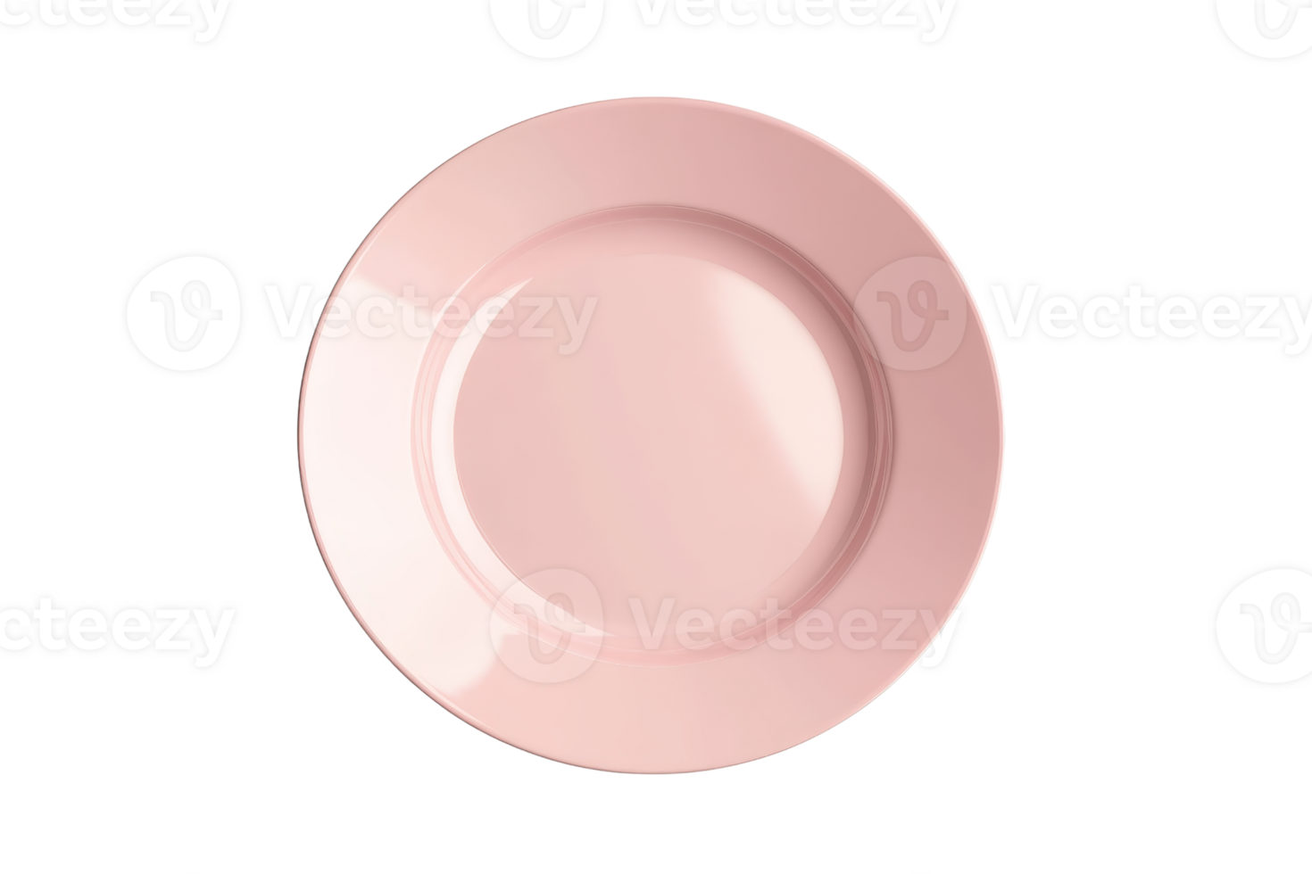 A clean and elegant pink ceramic plate isolated on a transparent background. Perfect for food presentation and kitchen decor visuals. png