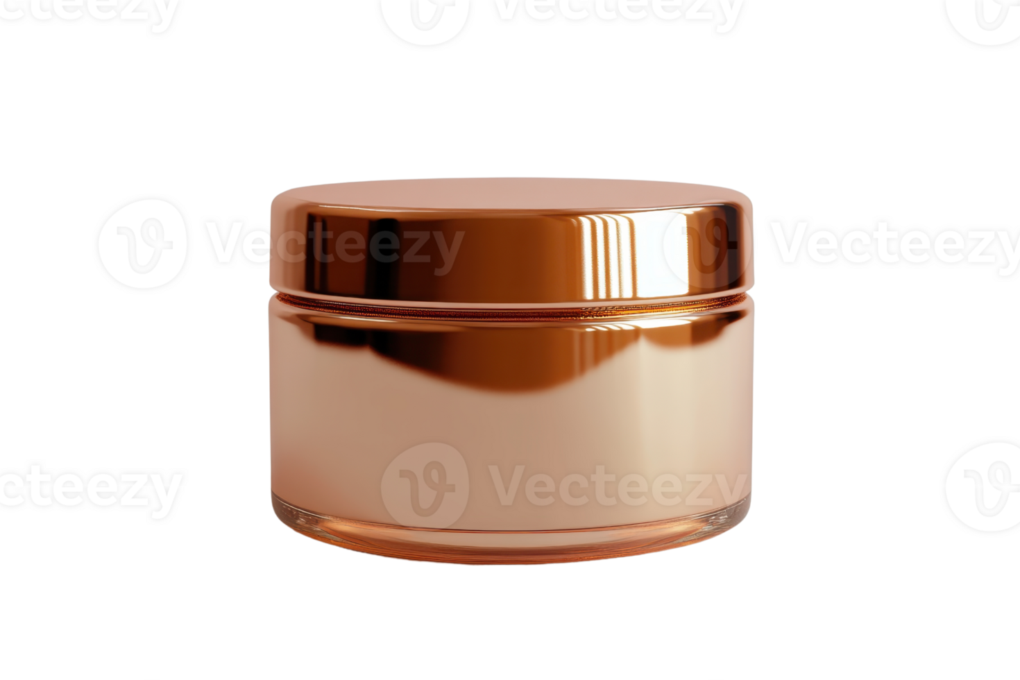 Elegant rose gold cosmetic jar isolated on transparent background. Perfect for skincare product design and beauty packaging concepts. png
