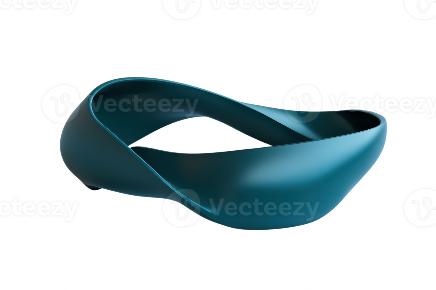 Abstract teal twisted ribbon sculpture isolated on transparent background. showcasing a dynamic fluid design with modern artistic appeal. png