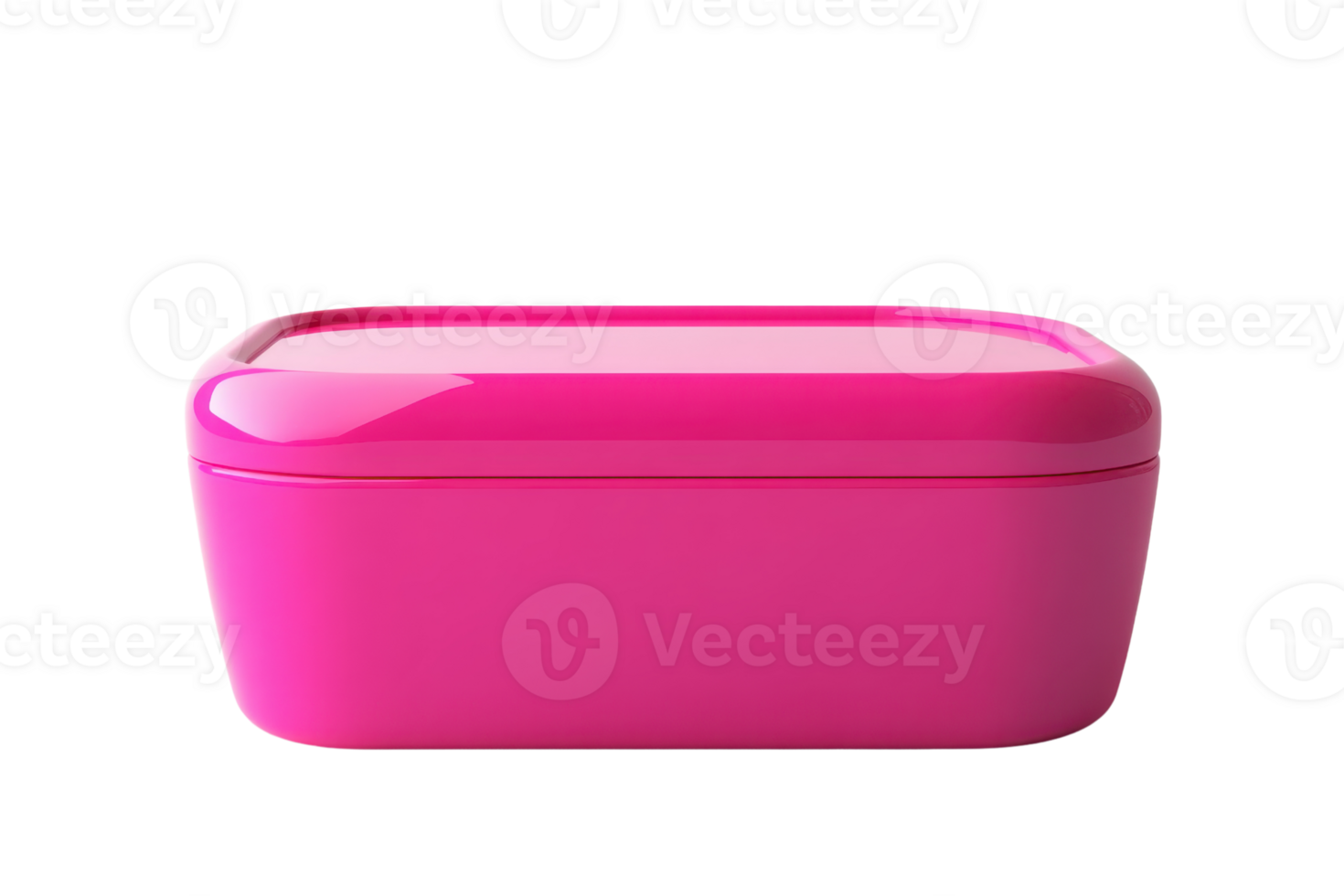 Bright pink rectangular container with a glossy finish. Ideal for storage or organizing household items. Modern and simple design. png