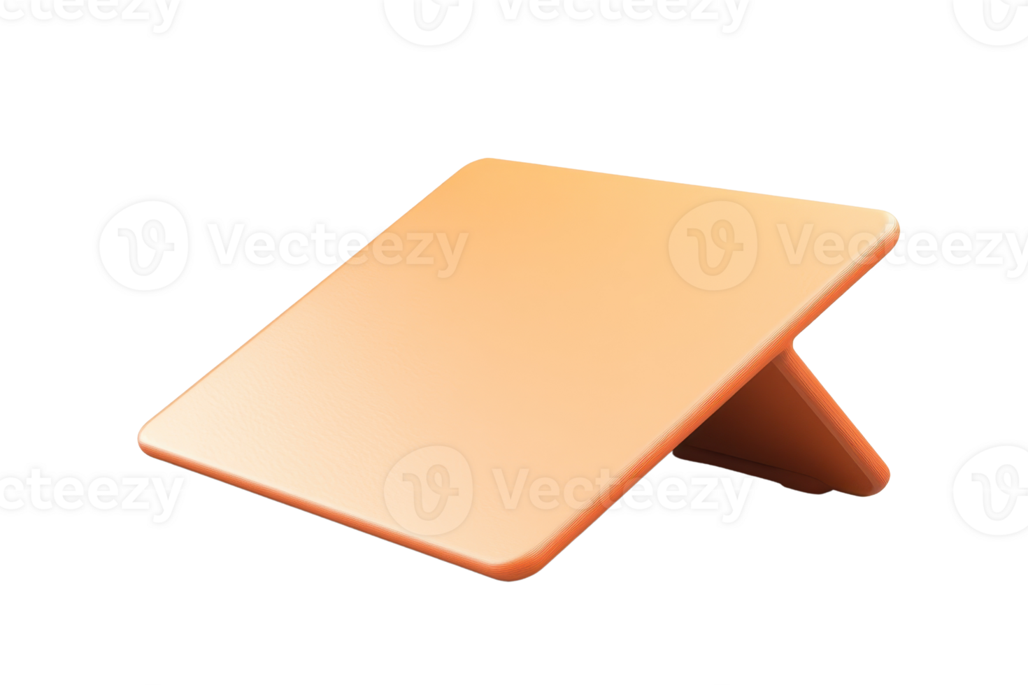 Modern orange tablet stand for hands-free use on desk. Minimalist design, perfect for tablets and e-readers. Sleek and functional accessory. png