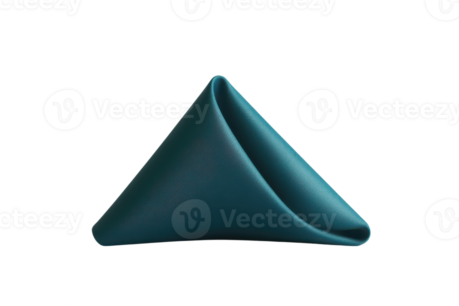 Folded blue napkin in a triangular shape against a plain transparent background. ideal for dining, table setting, and elegance themes. png