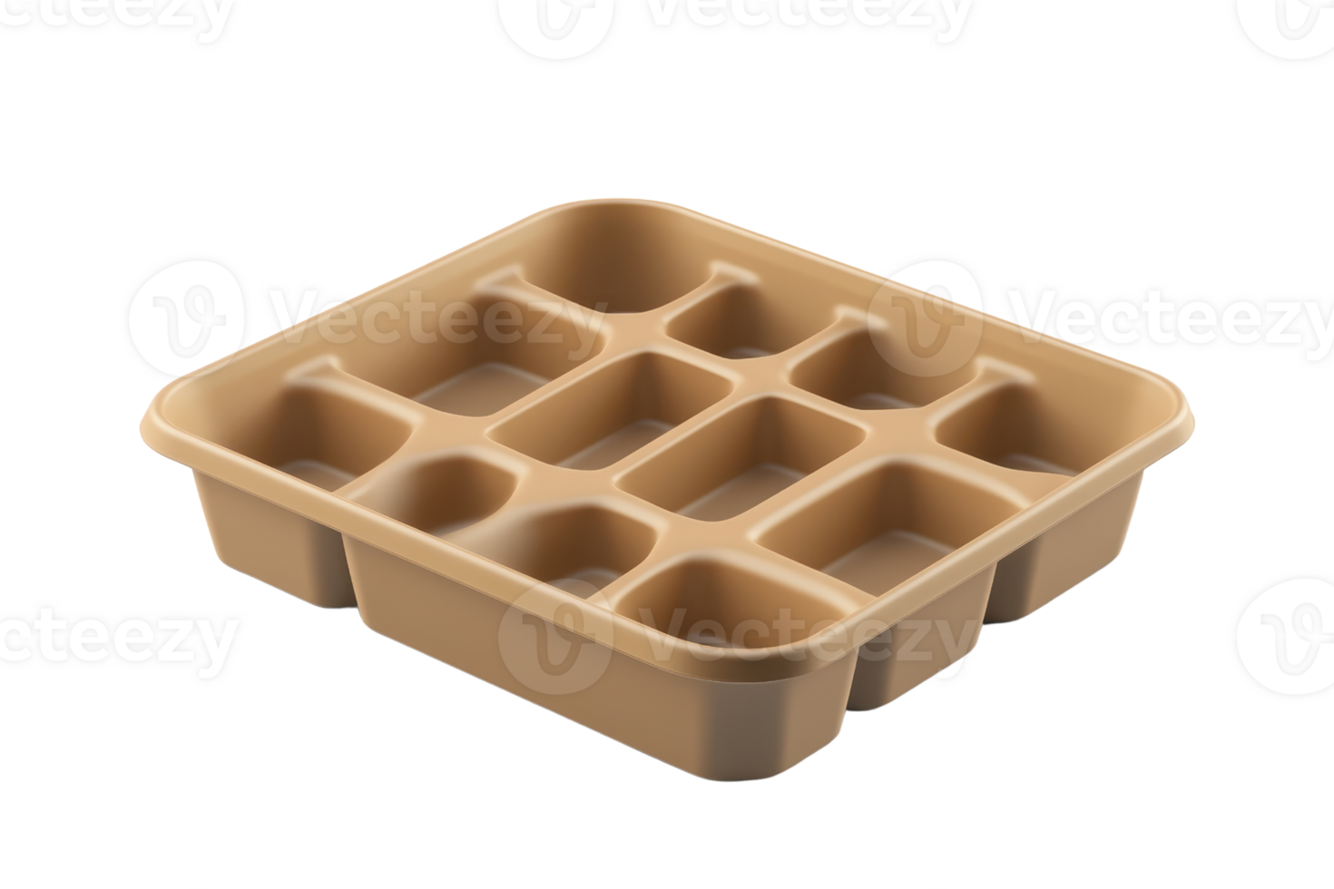 Plastic brown organizer tray with compartments suitable for storage and organization of small items, ideal for home or office use. png