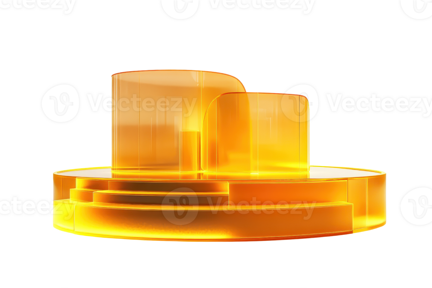 Modern abstract yellow glass podium on transparent background. Perfect for product display or minimalist design concepts. png