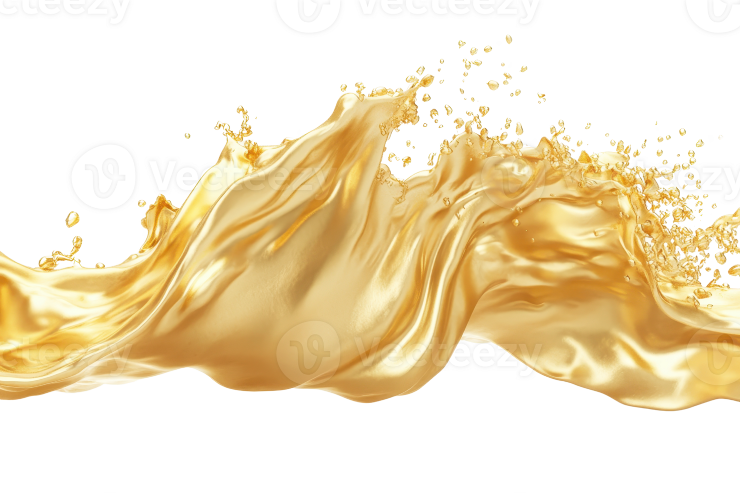 Abstract golden liquid splash, silky gold fluid wave on transparent background. dynamic elegant motion. Ideal for luxury, beauty, and artistic concepts. png