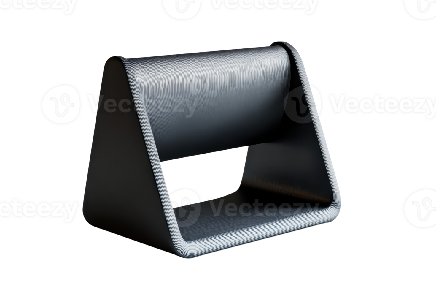 Minimalist black plastic desk organizer with a sleek triangular design, perfect for keeping office supplies neat and accessible. png