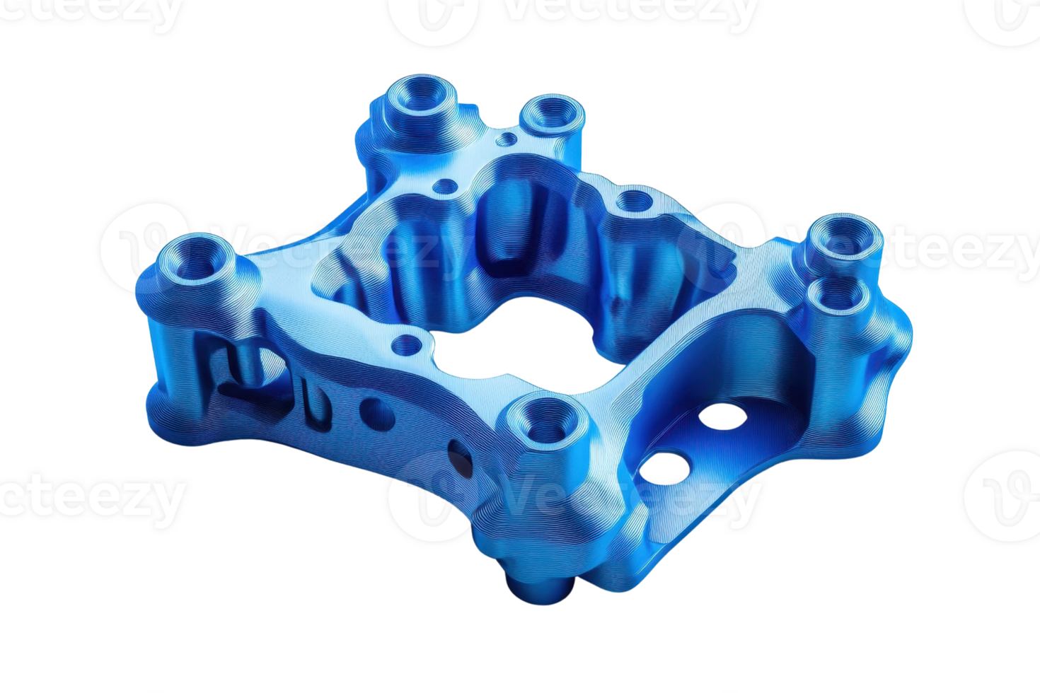 High-quality photo of a machined blue metal component with intricate design, perfect for industrial and mechanical uses. png