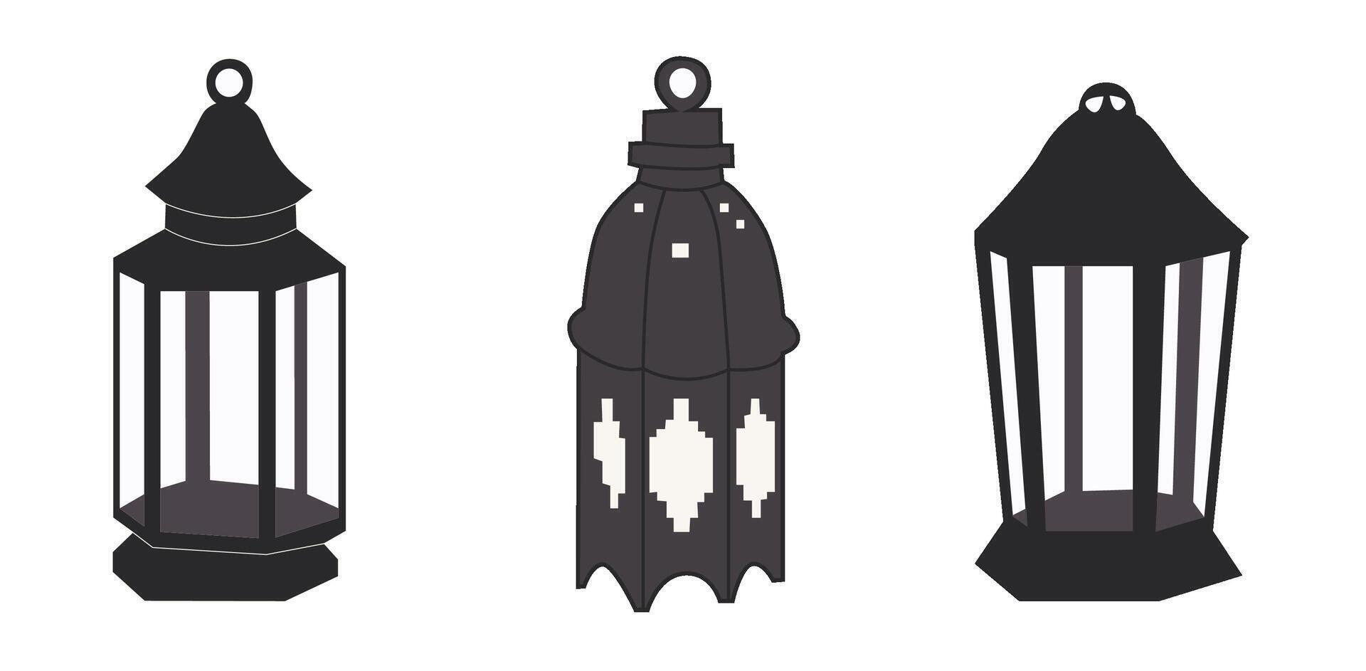 Various styles of decorative lanterns showcased in a minimalist design for indoor and outdoor lighting options vector