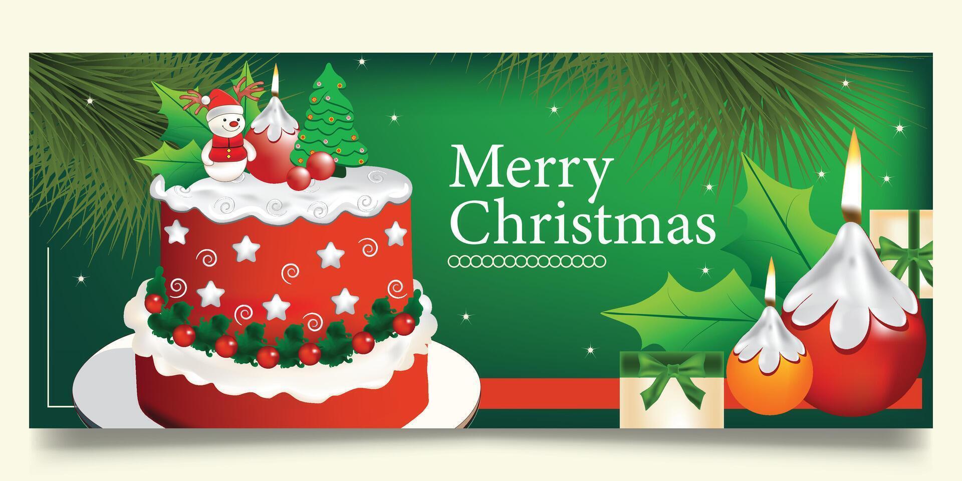 Cake banner design for Merry Christmas vector