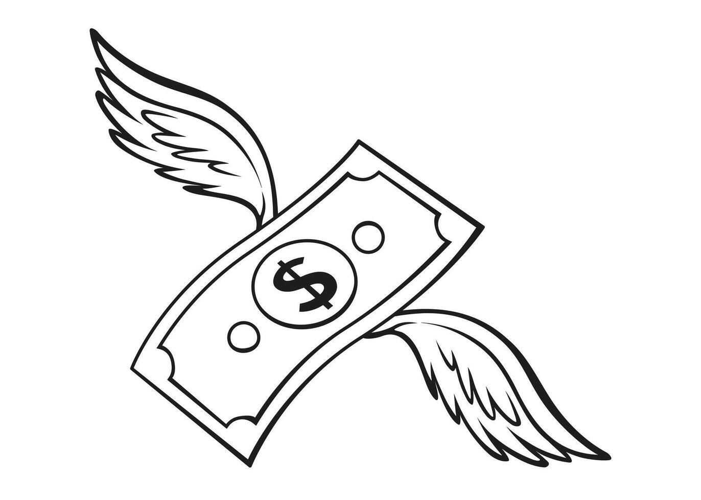 money flying with wings illustration. vector