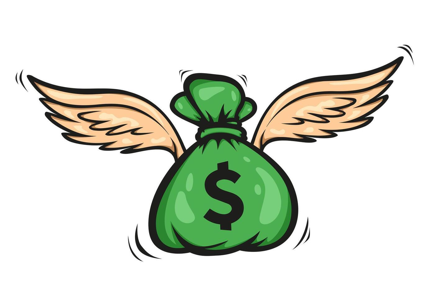 Money bag with wings and dollar sign. Financial icon illustration. vector