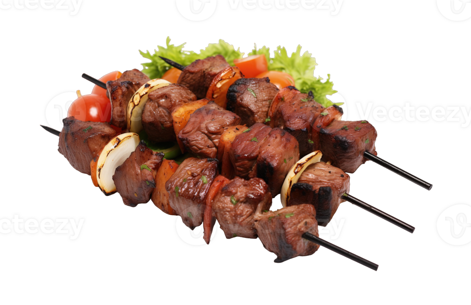 Shish kebab, grilled meat skewers isolated on transparent background png