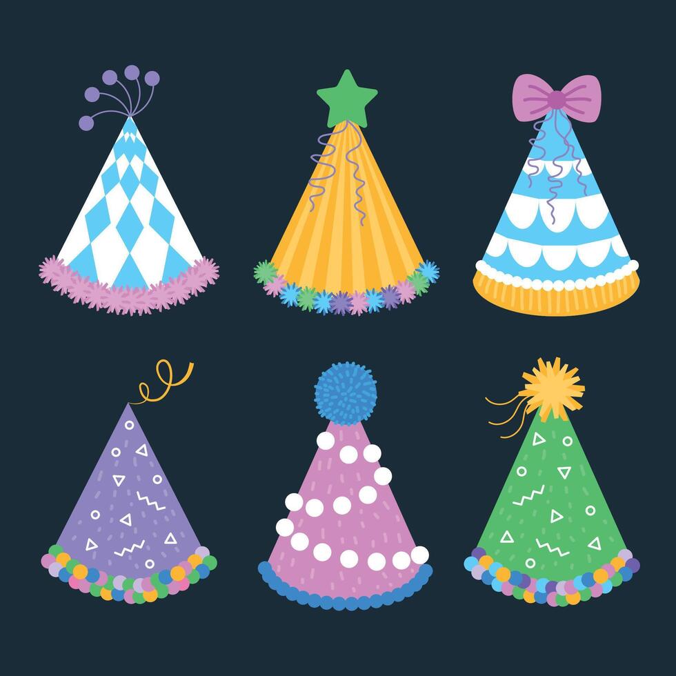 Set of birthday and party hats vector