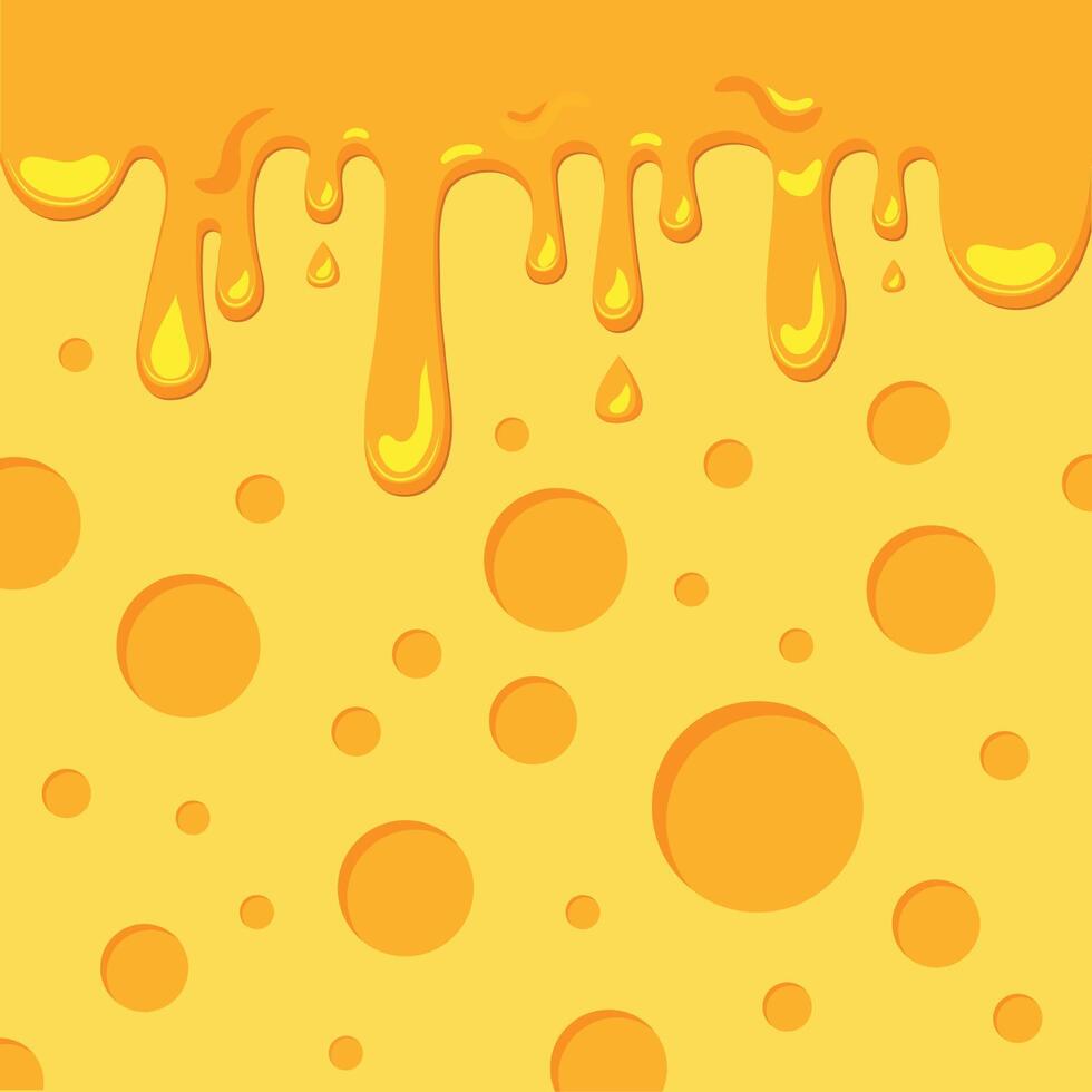 yellow cheese pattern with melted cheese vector