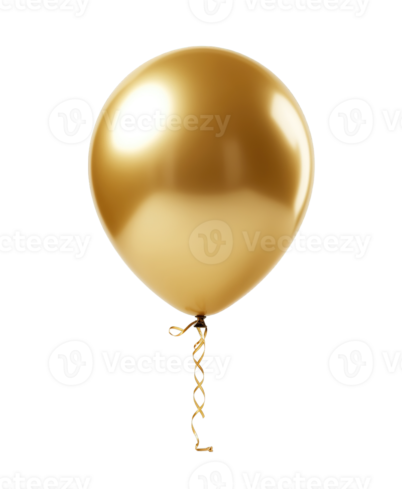 Golden metallic party Balloon isolated on transparent background png