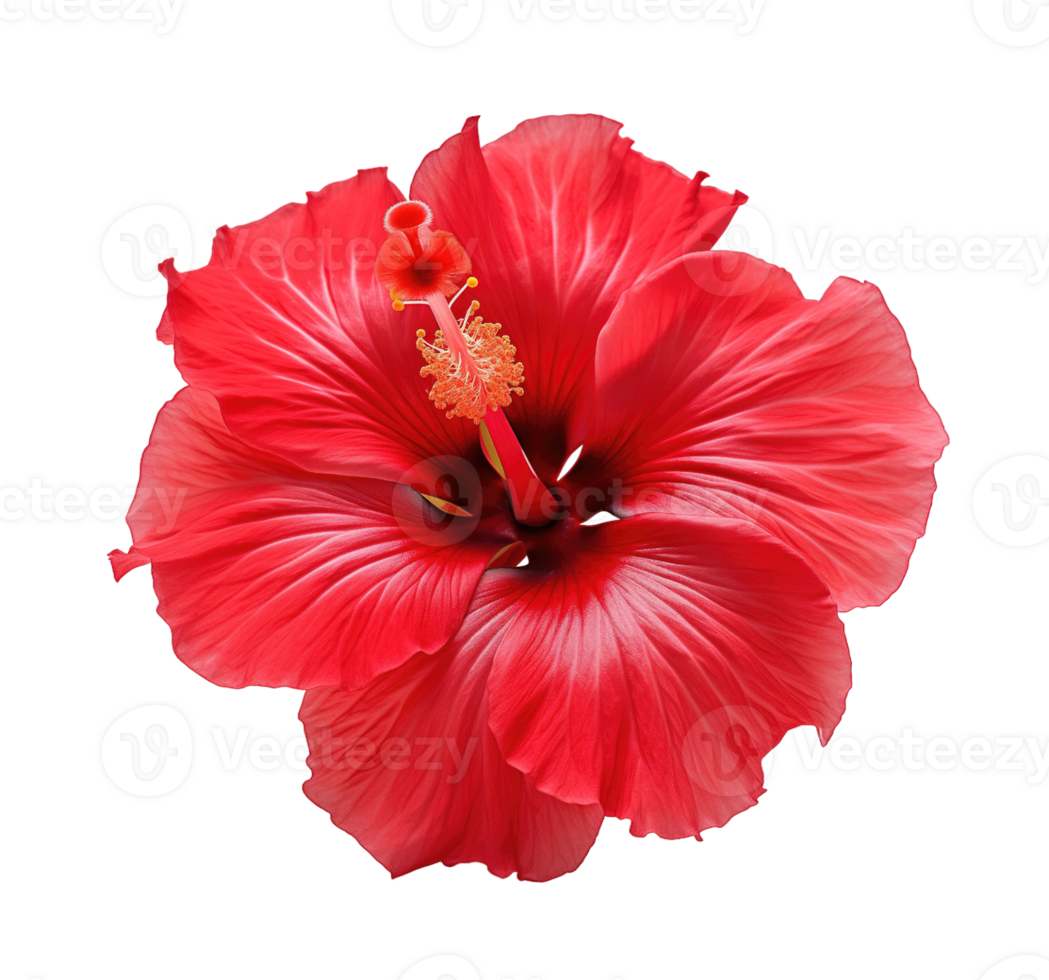 Red hibiscus flower isolated on transparent background png