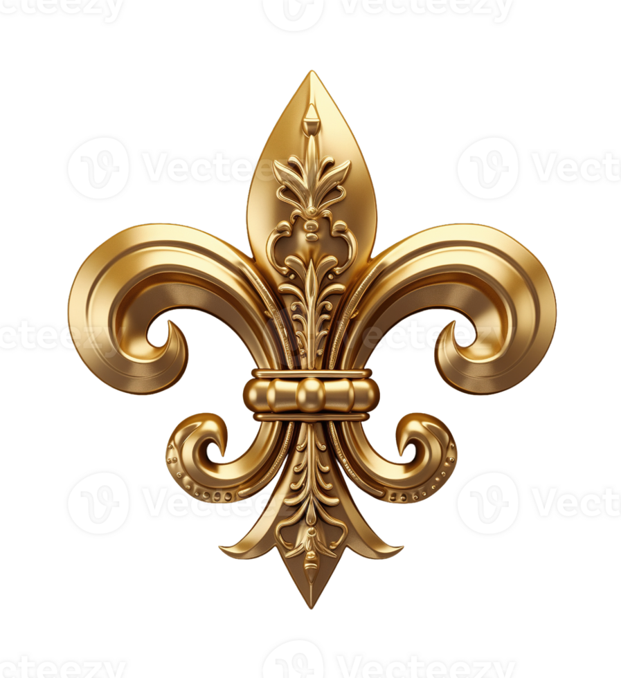 Golden fleur de lis motifs isolated on transparent background png