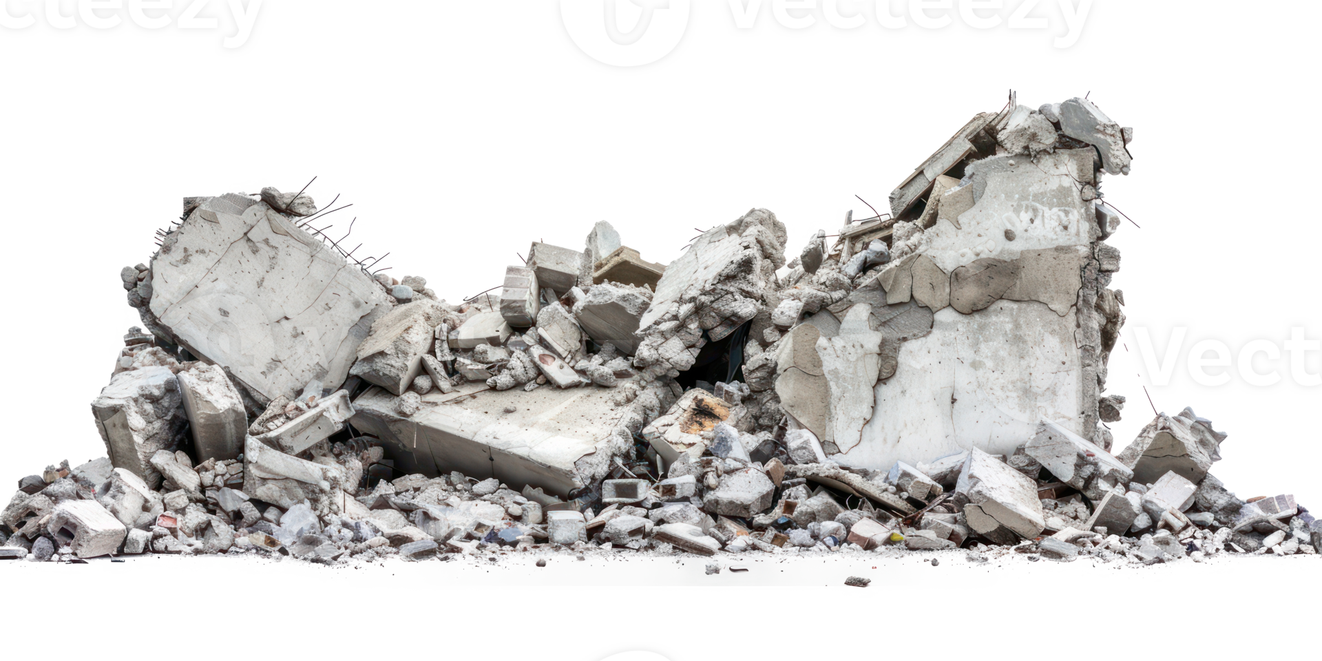 Concrete fragments of a destroyed building isolate on transparency background png