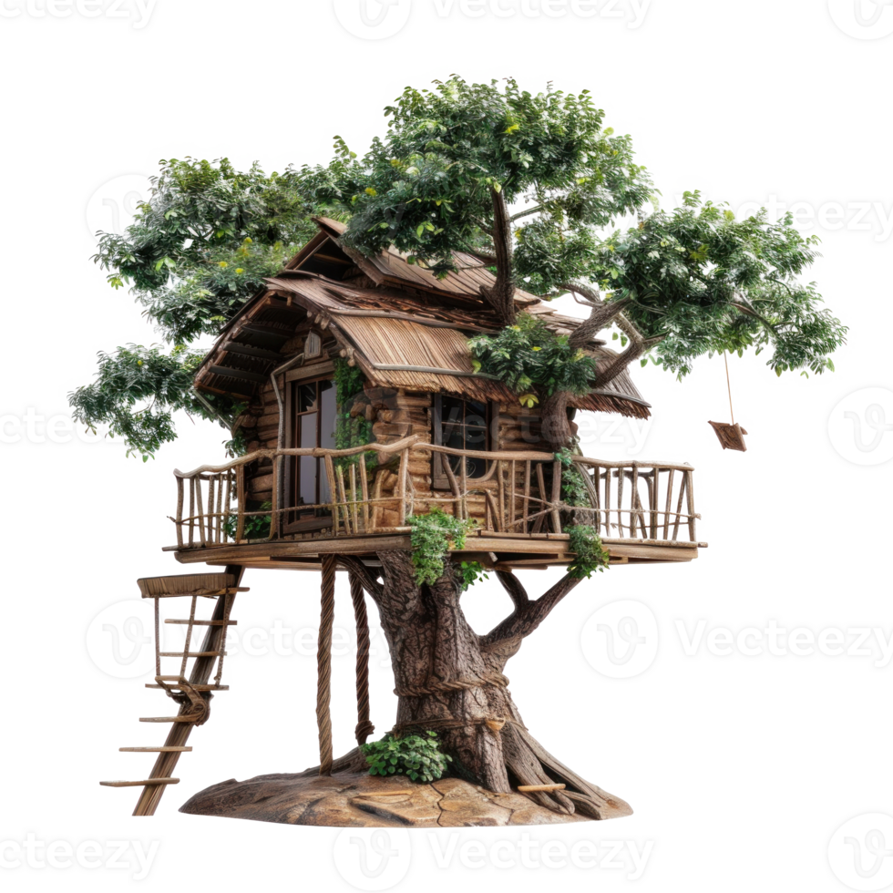 Treehouse front view full length isolate on transparency background png