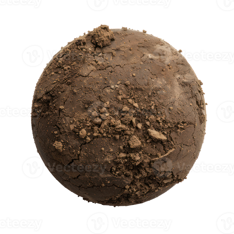 floated round dirt ball isolate on transparency background png