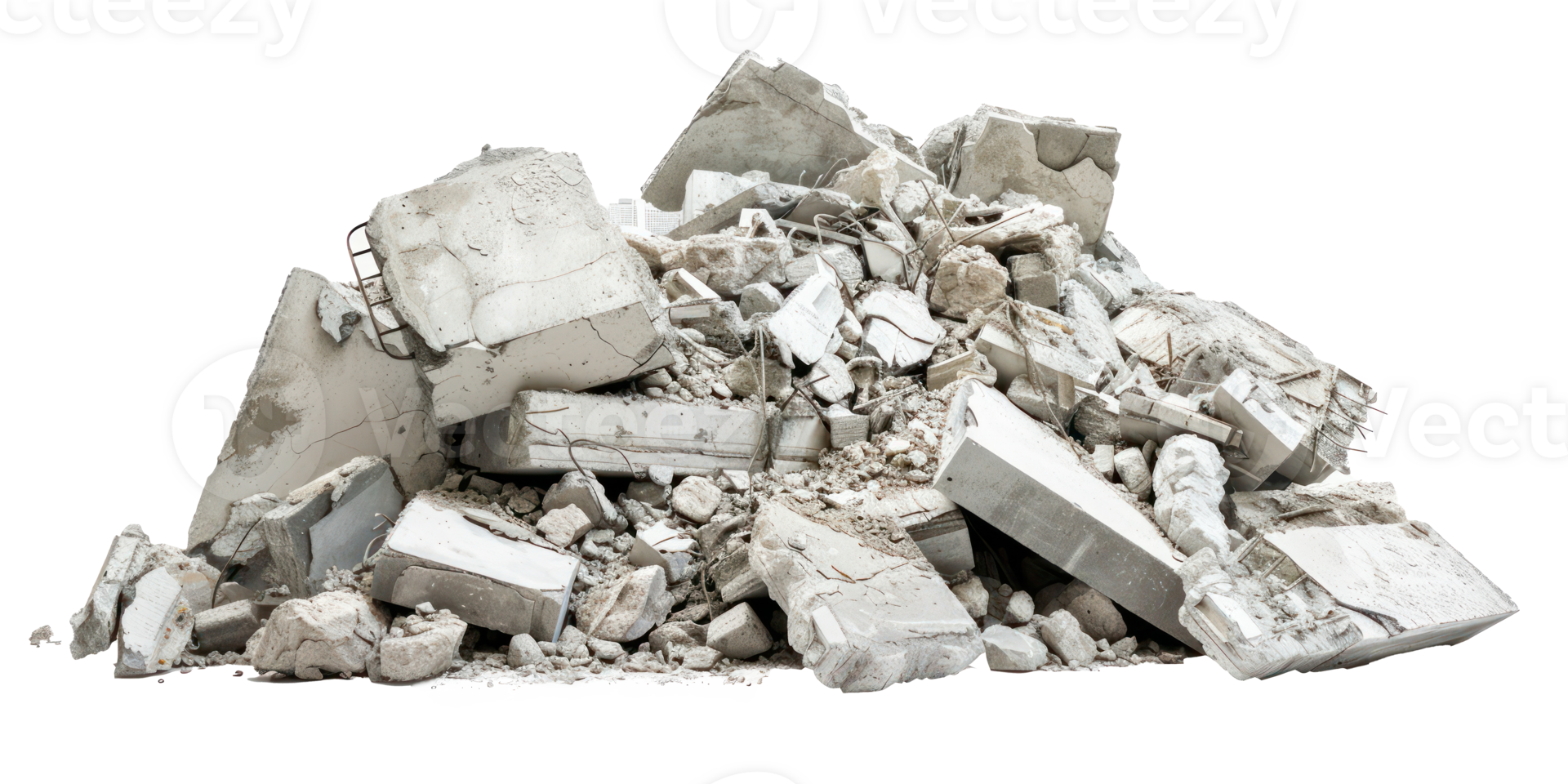 Concrete fragments of a destroyed building isolate on transparency background png
