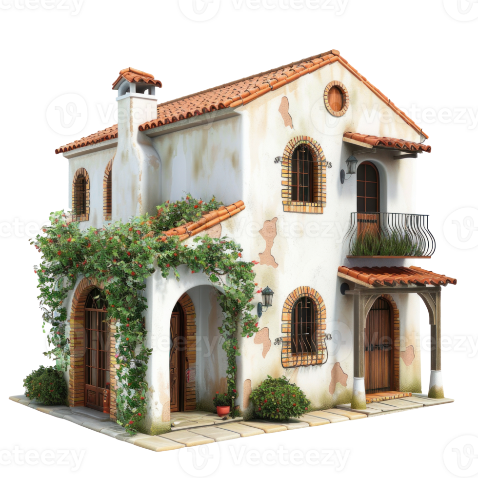 Mediterranean House isolate on transparency background png
