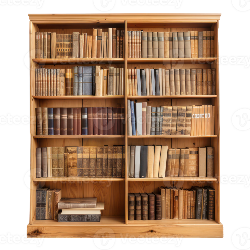 Bookshelf side view full length isolate on transparency background png