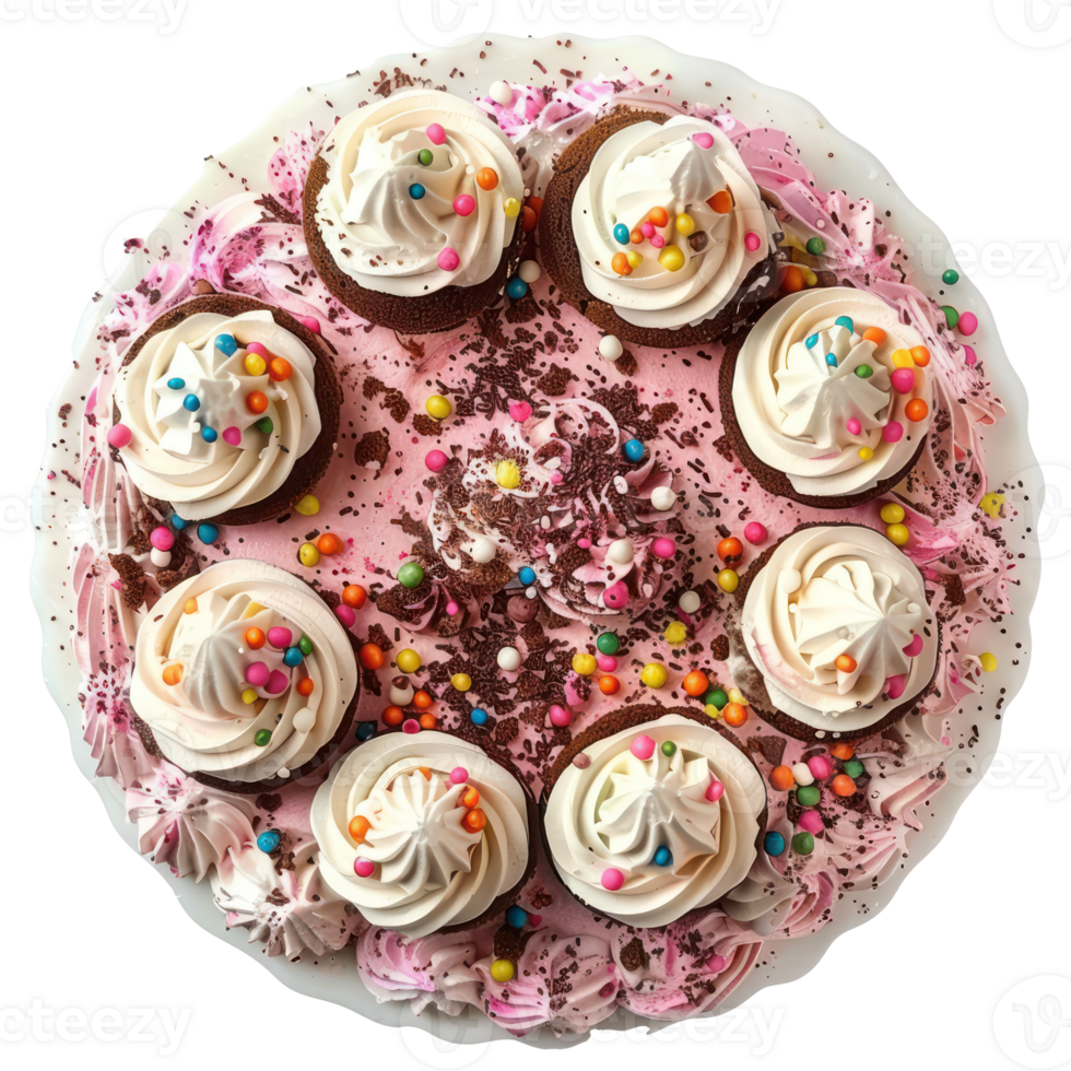 Ice-cream cake top view full length isolate on transparency background png