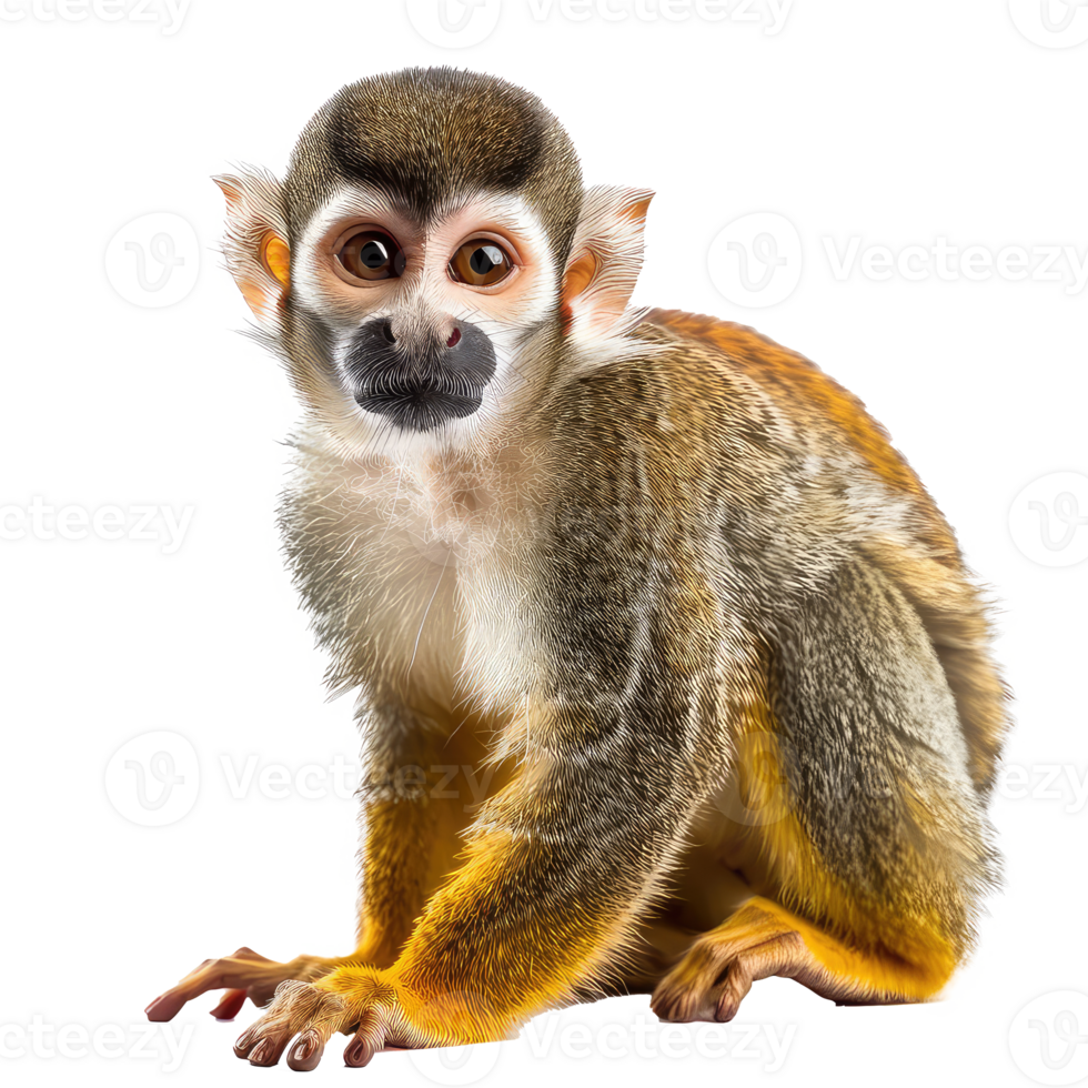 Squirrel Monkey front view full body isolate on transparency background png