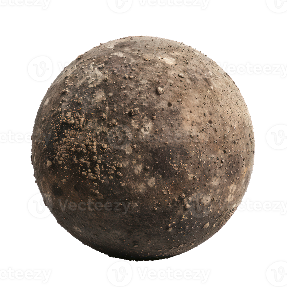 floated round dirt ball isolate on transparency background png