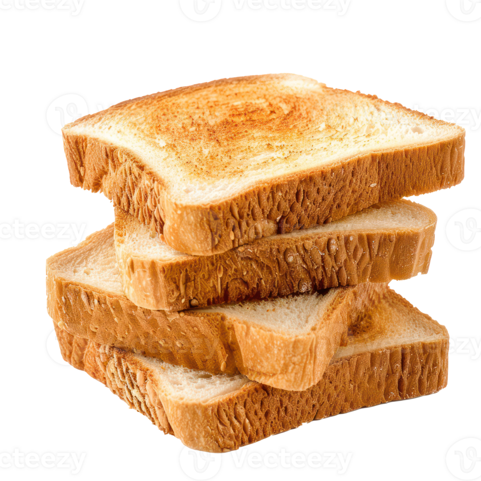 Three slices of bread stacked isolate on transparency background png