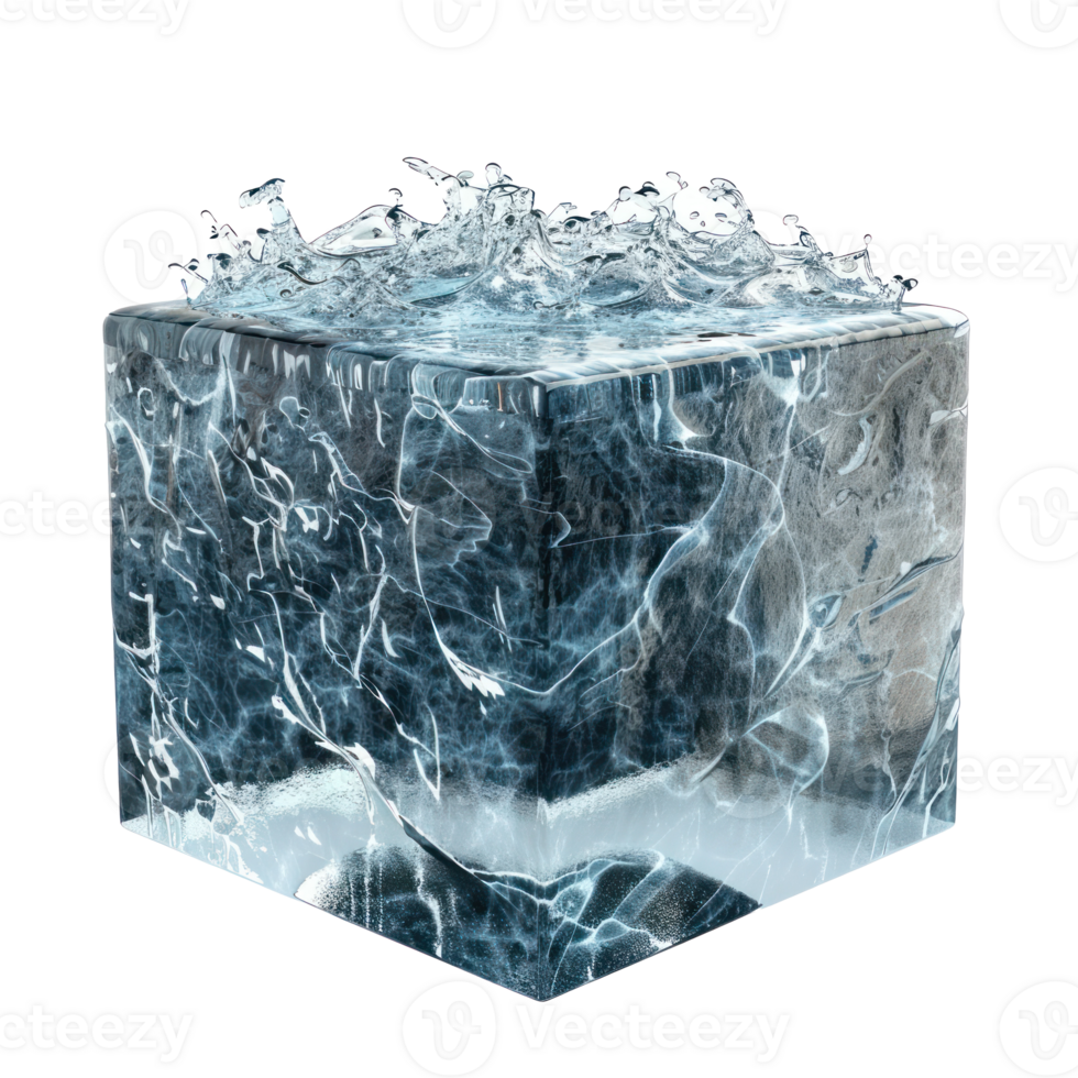 floating cube water podium isolate on transparency background png