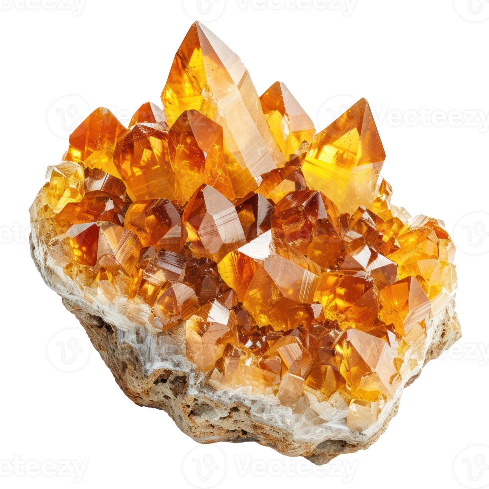 Citrine crystals side view isolate on transparency background png