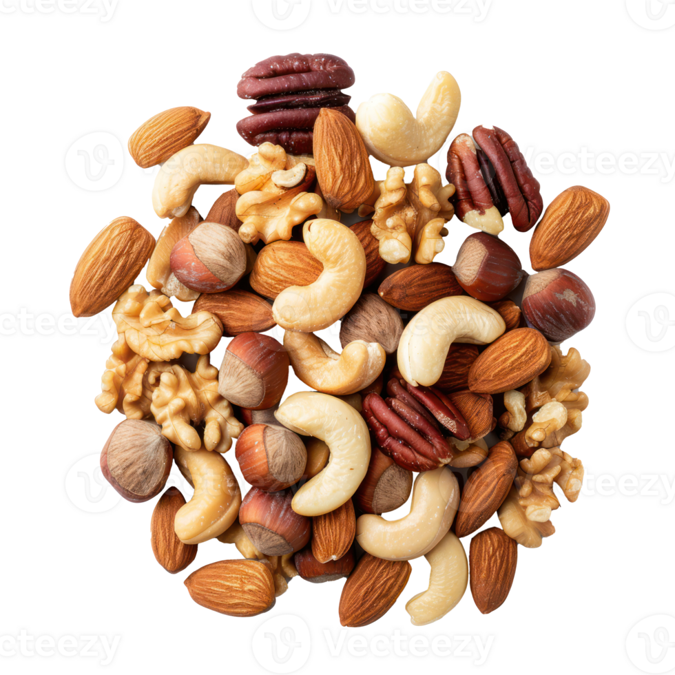 Heap of healthy mix nuts isolate on transparency background png