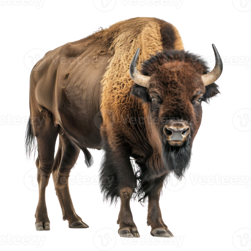 Bison front view full body isolate on transparency background png