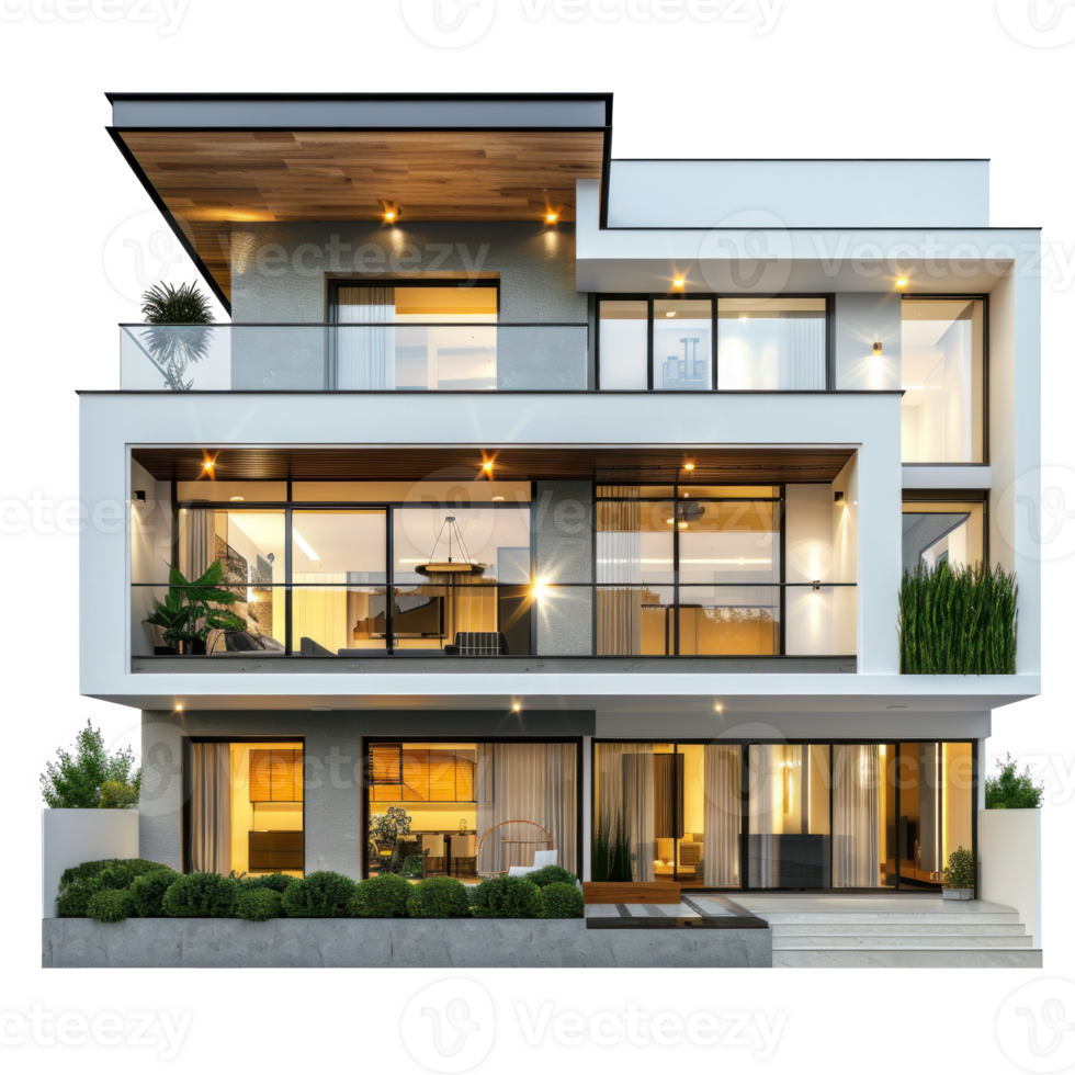Split-Level House front view full length isolate on transparency background png