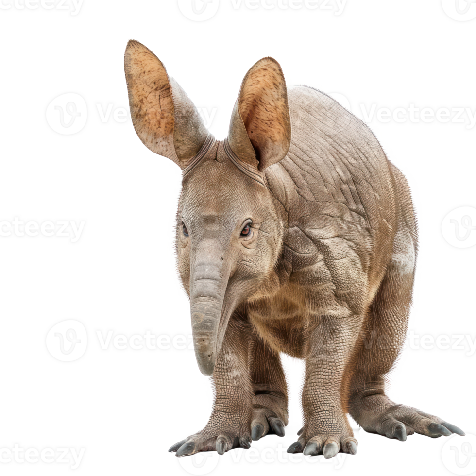 Aardvark front view full body isolate on transparency background png