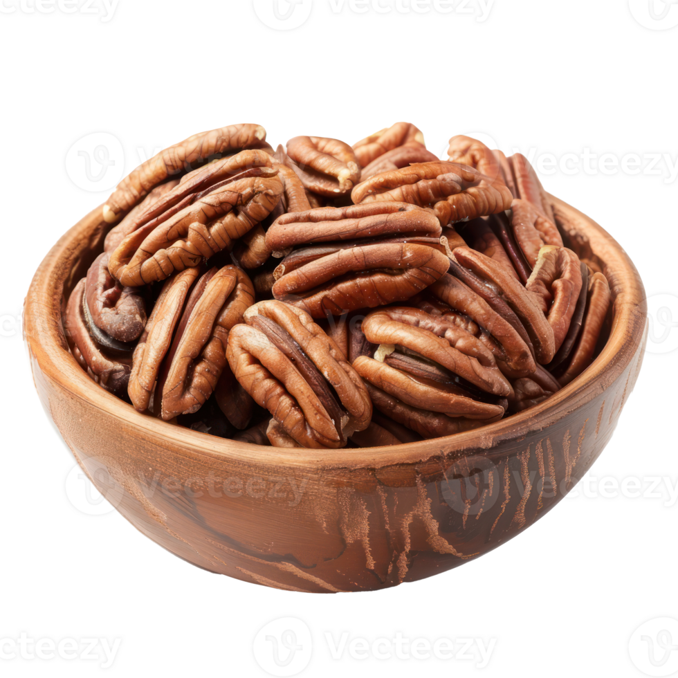 Pecans in a bowl isolate on transparency background png