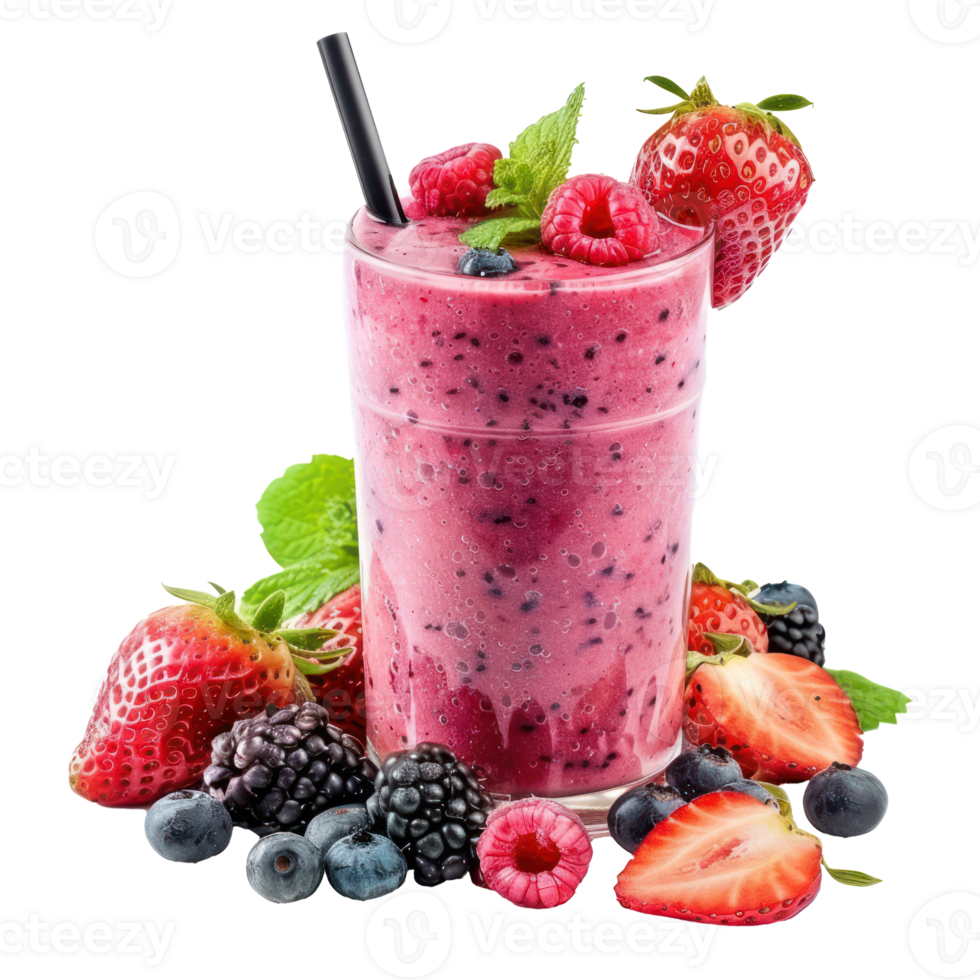 Mix berries Smoothie drink front view isolate on transparency background png